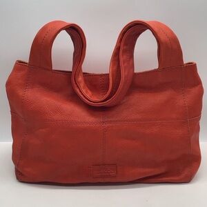 American Leather Co Tangerine Pebble Leather Shoulder Bag